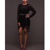EMMIOL Metallic Gold Cutout Transparent Wolle Minikleid