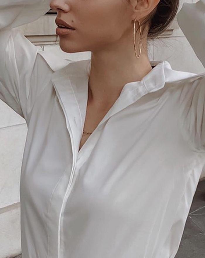 EMMIOL Camicia ampia a maniche lunghe con lanterna