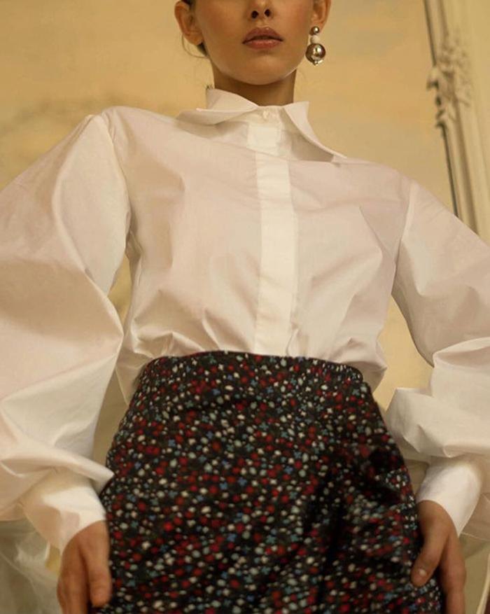 EMMIOL Camicia ampia a maniche lunghe con lanterna