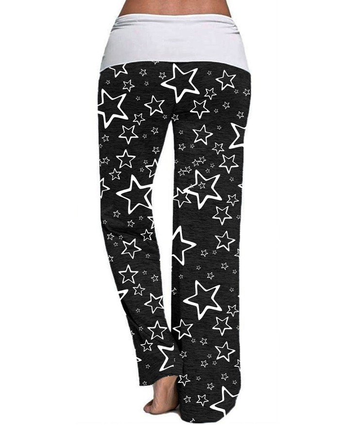 EMMIOL Pantaloni da yoga attivi stampati con cravatta a vita alta Planet Element