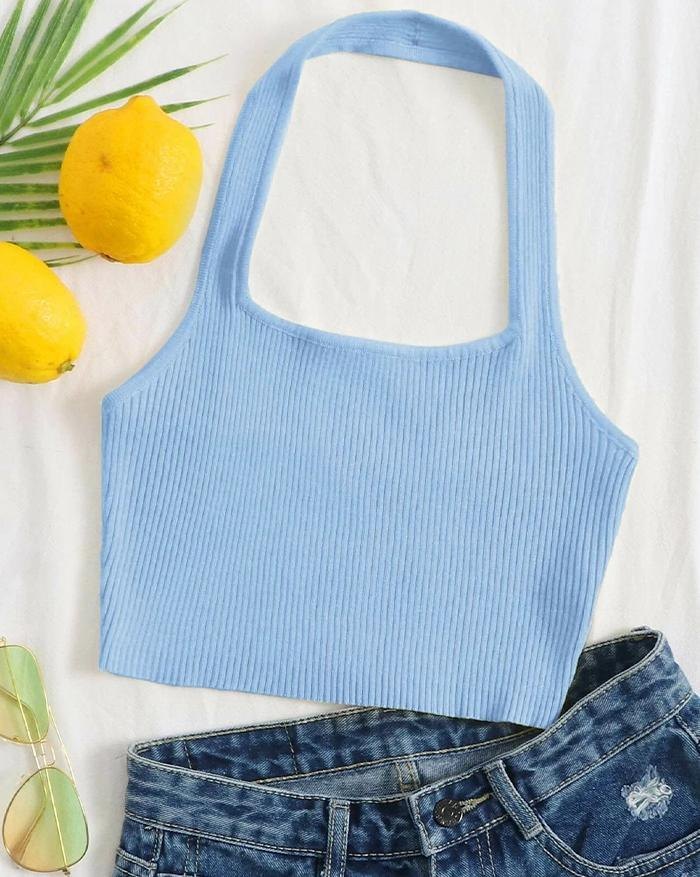 EMMIOL Hanging Neck Knit Top