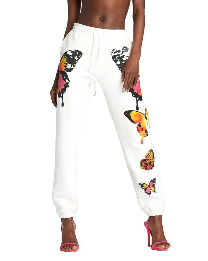 2022 Fancy Butterfly Print Jogger Pants 