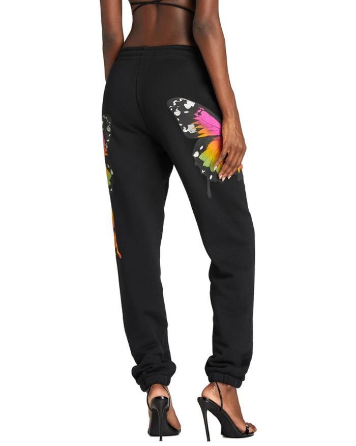 2022 Pantaloni da yoga attivi stampati con elementi a farfalla colorati  Nero L In Jogger Pants Online Store. Best For Sale | Emmiol.com