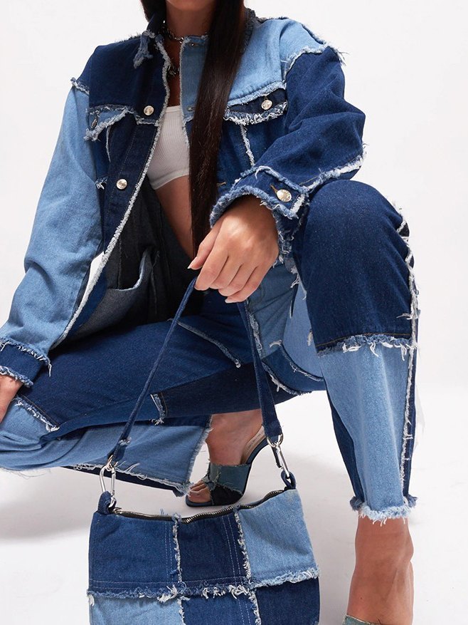 patchwork denim boyfriend jeans