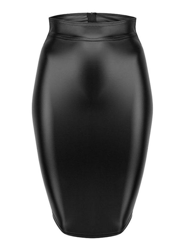 EMMIOL Gothic Faux Leather Back Zipper Lace-up Wrap Midi Skirt