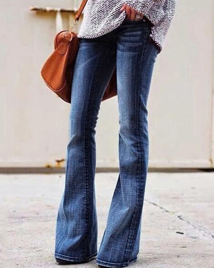 EMMIOL Mid Waist Skinny Flared Jeans