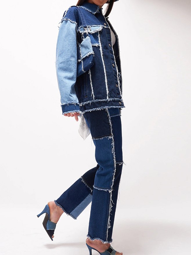EMMIOL Patchwork Denim Boyfriend Jeans