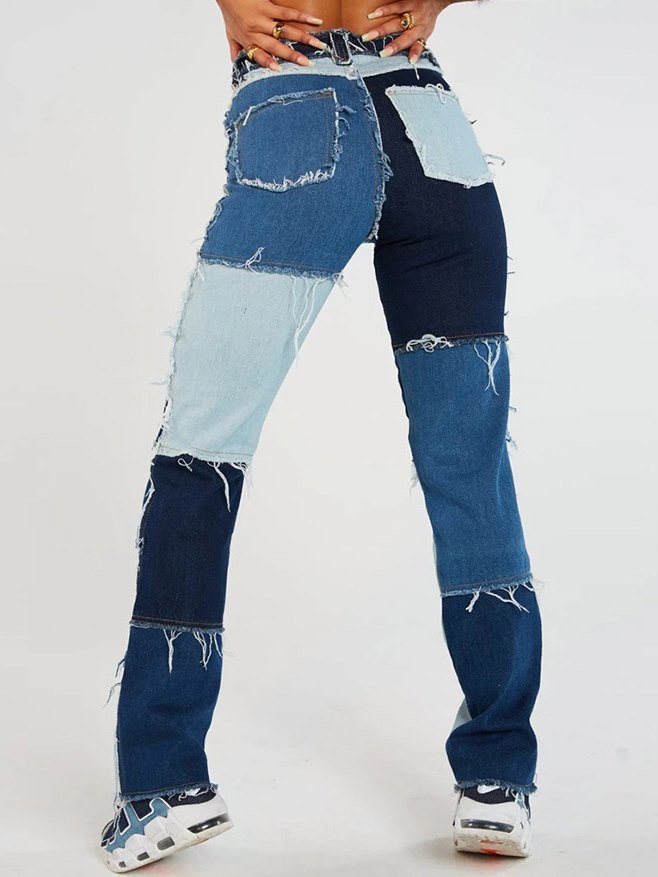EMMIOL Patchwork Denim Boyfriend Jeans