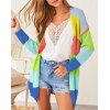 EMMIOL Regenbogen Streifen lange Strickjacke