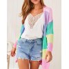 EMMIOL Regenbogen Streifen lange Strickjacke