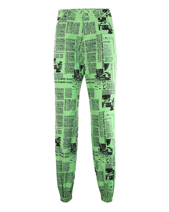 EMMIOL Newspaper Print Tapered Casual Pant
