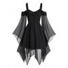EMMIOL Flare Sleeve Off Shoulder Black Gothic Mini Dress