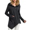 EMMIOL Diagonal Zipper Pocket Asymmetrical Hem Hoodie