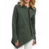 EMMIOL Diagonal Zipper Pocket Asymmetrical Hem Hoodie