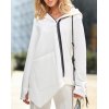 EMMIOL Diagonal Zipper Pocket Asymmetrical Hem Hoodie