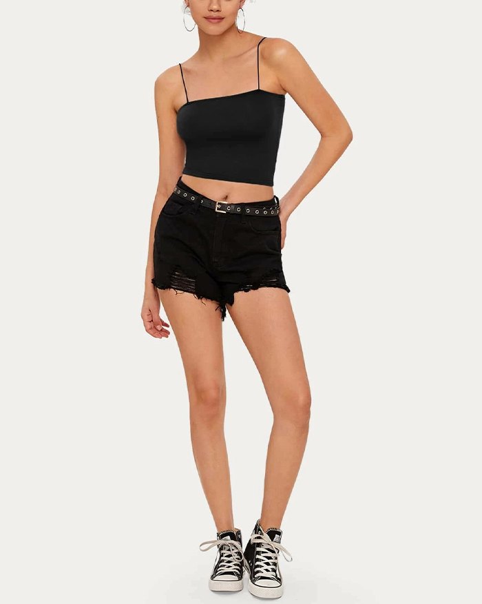 EMMIOL Solid Crop Fitted Cami Top
