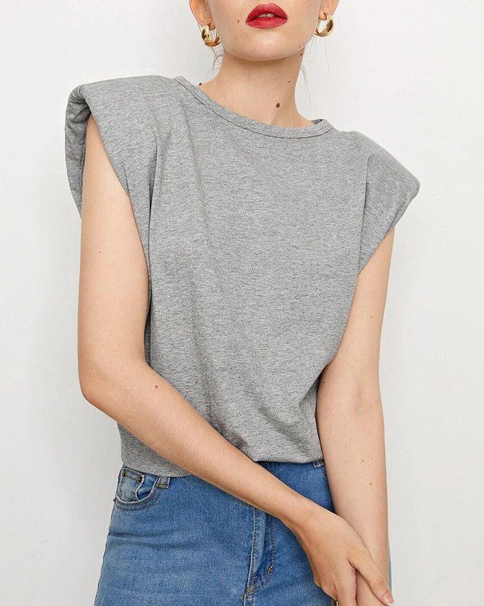 EMMIOL Ärmelloses Schulterpolster-Tanktop