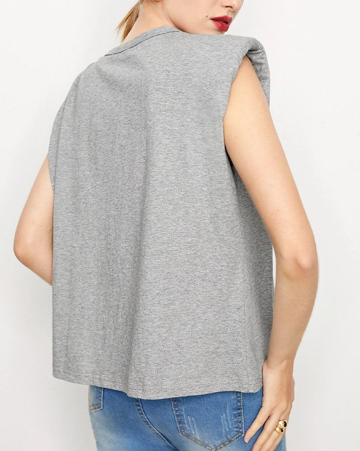 EMMIOL Ärmelloses Schulterpolster-Tanktop