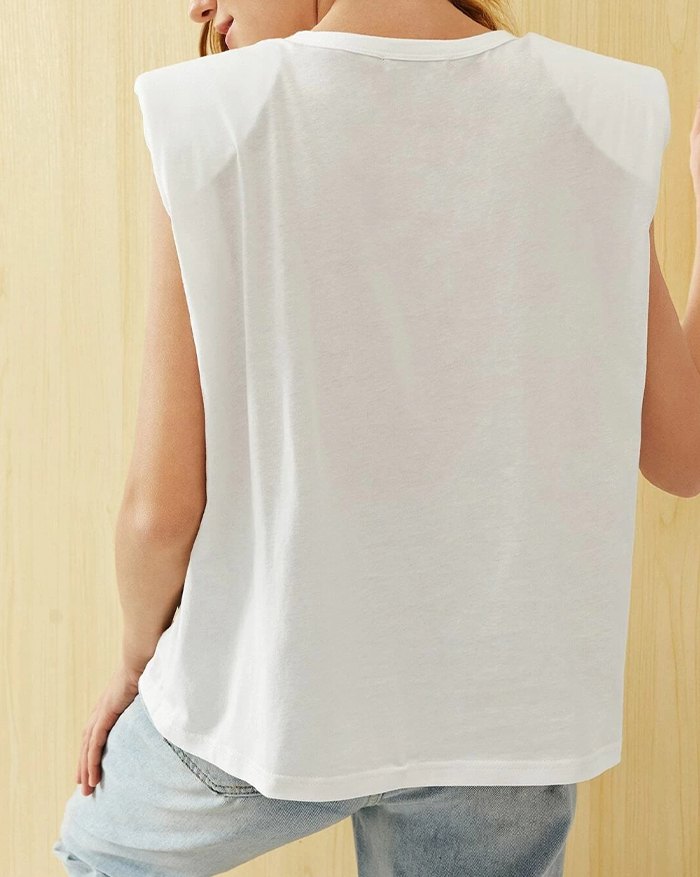 EMMIOL Ärmelloses Schulterpolster-Tanktop