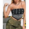 EMMIOL Top estilo camisola con dobladillo y pañuelo con estampado de paisley