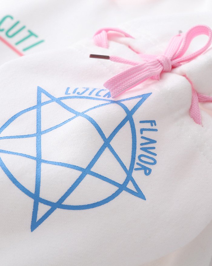 EMMIOL Sudadera con capucha y mangas con cordones y estampado de conejo