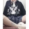EMMIOL Sudadera con capucha y mangas con cordones y estampado de conejo