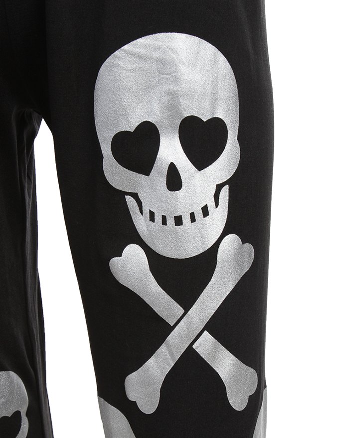 EMMIOL Pantalón cónico holgado con estampado de calavera de cintura media alta