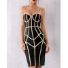 EMMIOL Ärmellose Träger Patchwork Bodycon Club Bandage Kleid