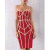 EMMIOL Ärmellose Träger Patchwork Bodycon Club Bandage Kleid