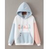 EMMIOL Sudadera con capucha de bloque de color con bordado de dibujos animados