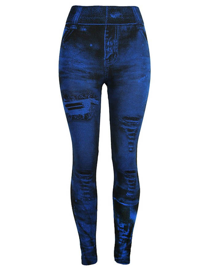 EMMIOL Leggings strappati finti tie-dye