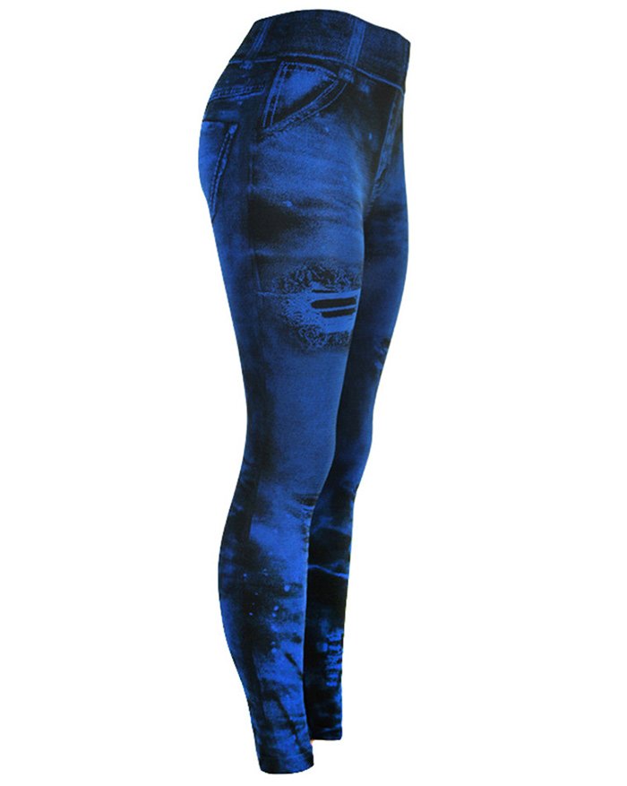 EMMIOL Leggings strappati finti tie-dye