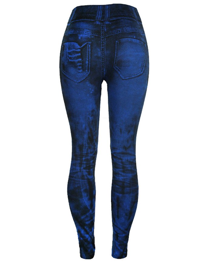 EMMIOL Leggings strappati finti tie-dye