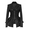 EMMIOL PU Leather Ruffle Jacket