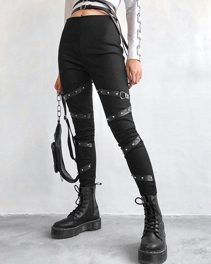 EMMIOL Gothic Style Skinny Straight-Leg Pants