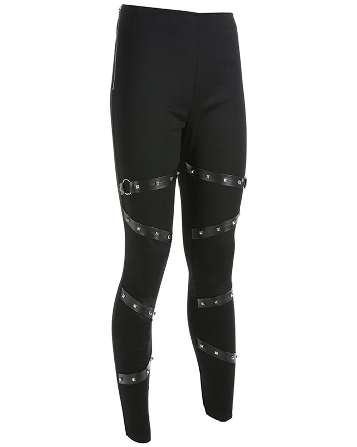 EMMIOL Gothic Style Skinny Straight-Leg Pants