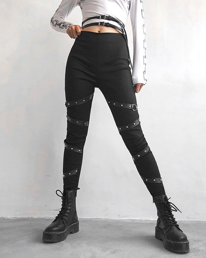 EMMIOL Gothic Style Skinny Straight-Leg Pants