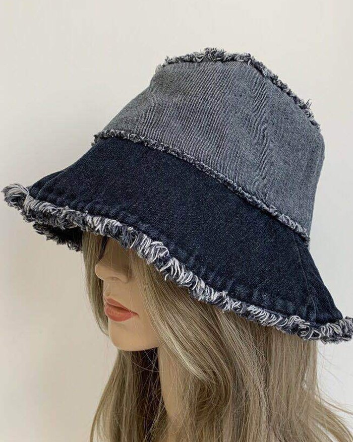 EMMIOL Cappello da pescatore in denim con cuciture