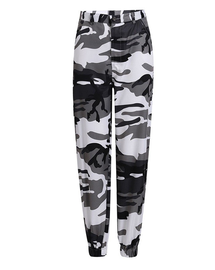 EMMIOL Camouflage Print Casual Cargo Pants