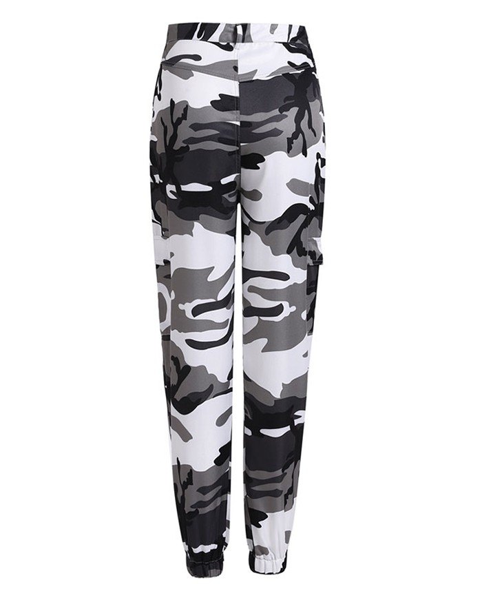 EMMIOL Camouflage Print Casual Cargo Pants