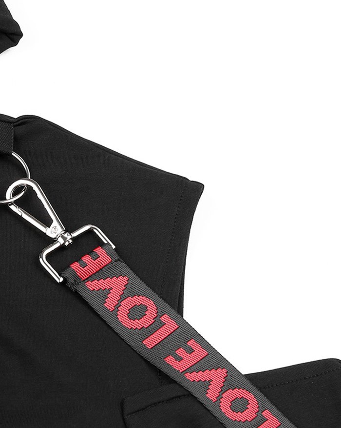 EMMIOL Cold Shoulder Printed Cropped Hoodie