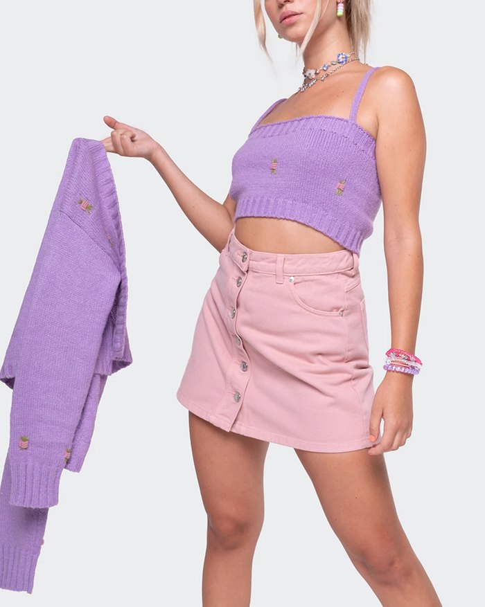 EMMIOL Conjunto de cárdigan de punto con bordado floral