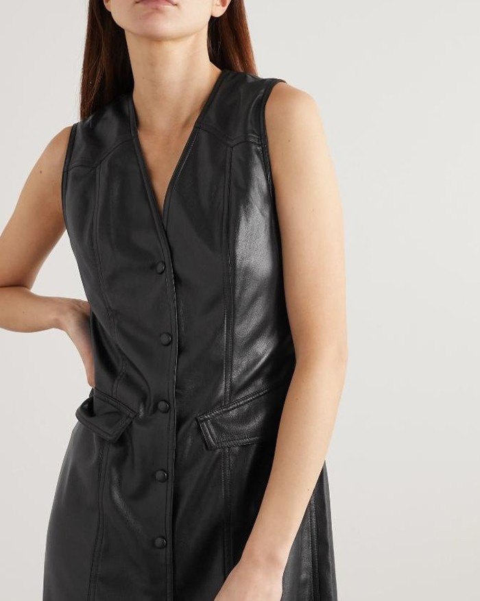 EMMIOL Mini vestido de cuero de PU con un solo pecho