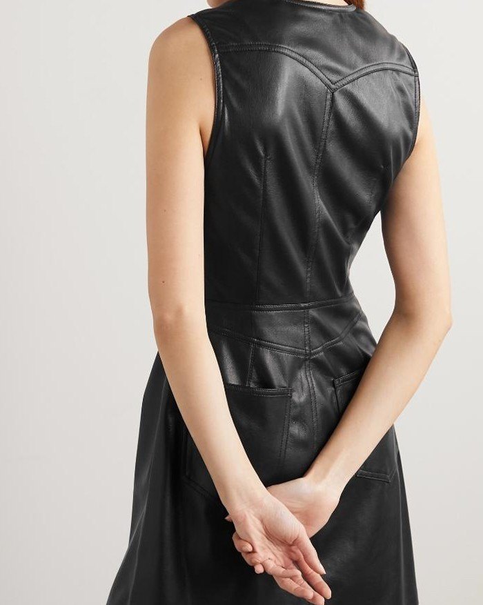 EMMIOL Mini vestido de cuero de PU con un solo pecho