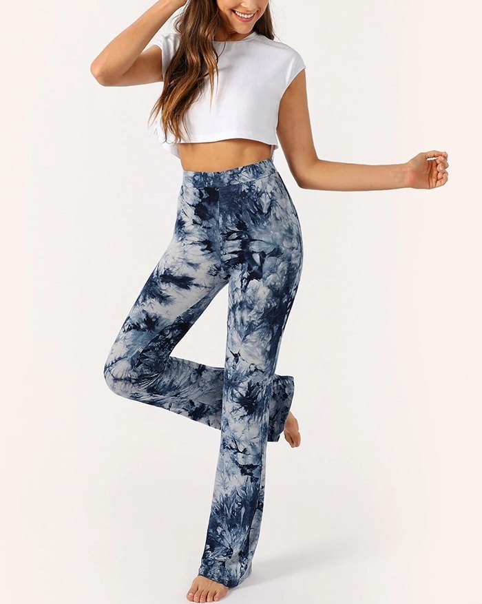 EMMIOL Pantalón de pierna ancha con corte de bota tie-dye