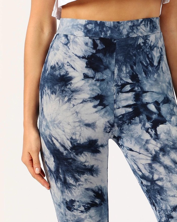 EMMIOL Pantalón de pierna ancha con corte de bota tie-dye