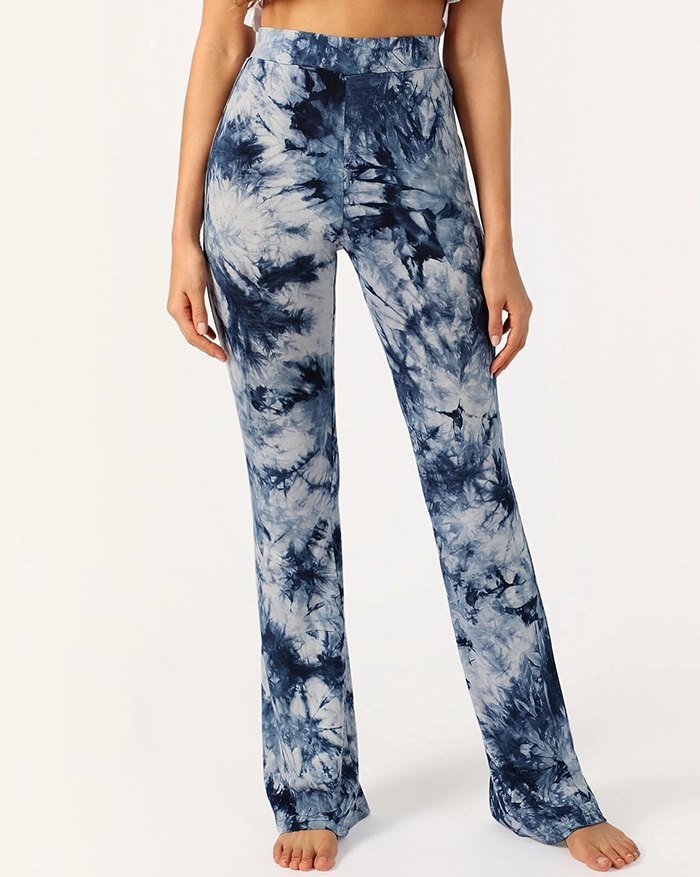 EMMIOL Pantalón de pierna ancha con corte de bota tie-dye