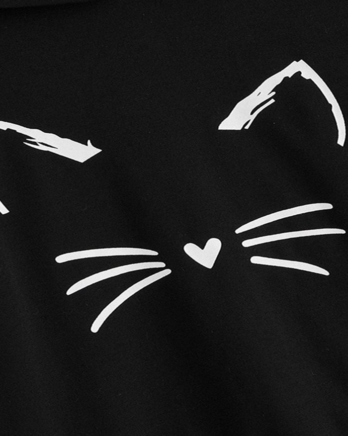 EMMIOL Felpa con cappuccio stampa gatto orecchie di gatto
