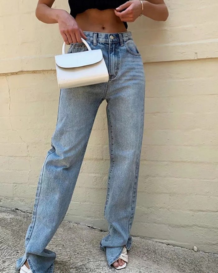 EMMIOL Split Leg Mopping Jeans