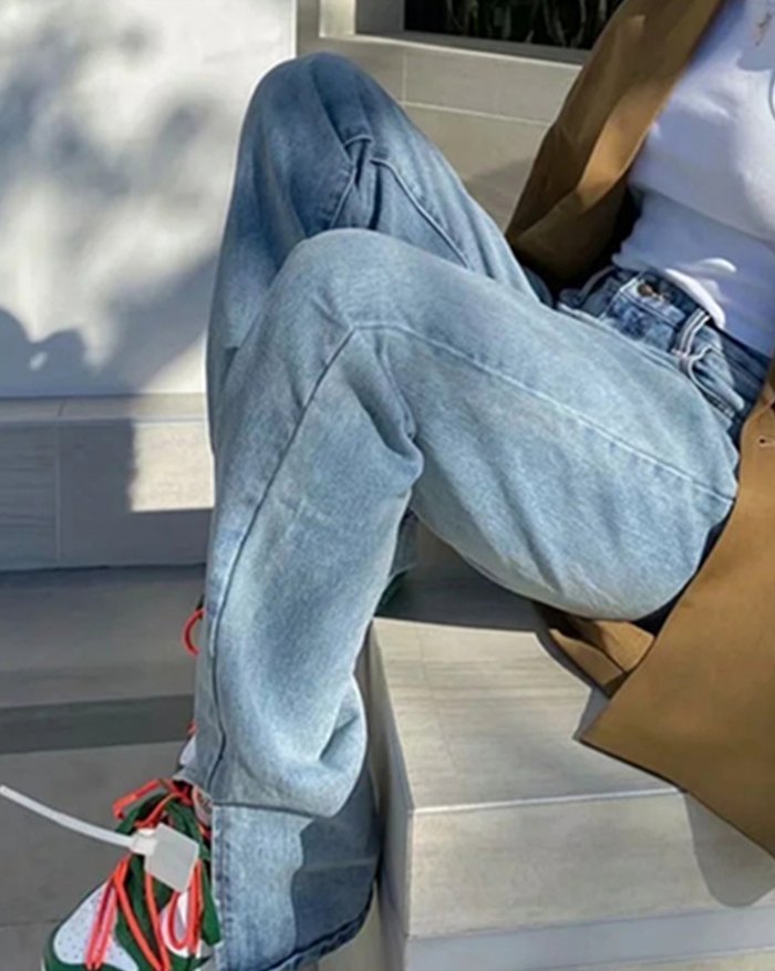EMMIOL Split Leg Mopping Jeans